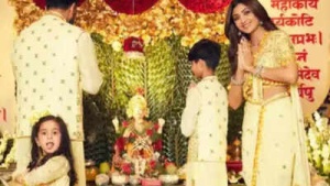 Shilpa Shetty's Daughter, Samisha, Steals Hearts with Adorable Antics at Ganesh Chaturthi Puja; Family Foregoes Festivities This Year Due to Bereavement