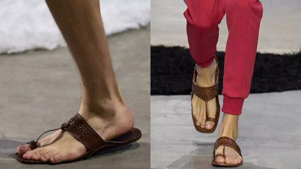 Close-up of Kolhapuri Chappals, highlighting traditional craftsmanship.